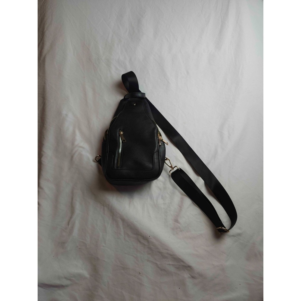 Alba Crossbody Sling Bag Black Faux Leather Concert Festival Streetwear Gorpcore